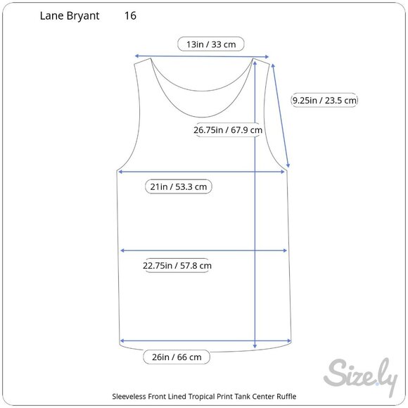 Lane Bryant Sleeveless Lined Colorful Tropical Print Center Ruffle Tank 16 - Picture 7 of 7
